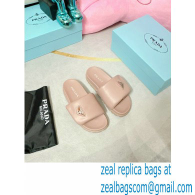 Prada Soft padded nappa leather slides 1XX648 Nude 2023