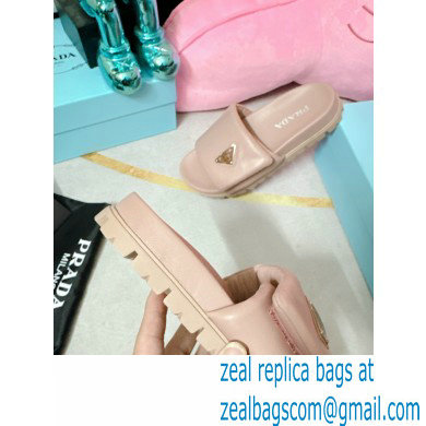 Prada Soft padded nappa leather slides 1XX648 Nude 2023