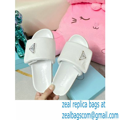 Prada Soft padded nappa leather slides 1XX648 White 2023