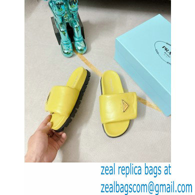 Prada Soft padded nappa leather slides 1XX648 Yellow 2023 - Click Image to Close