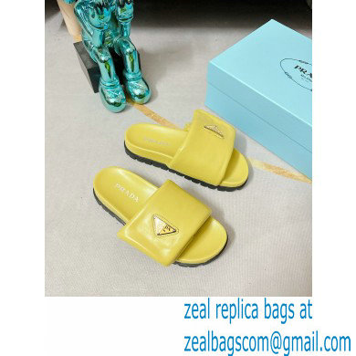 Prada Soft padded nappa leather slides 1XX648 Yellow 2023 - Click Image to Close