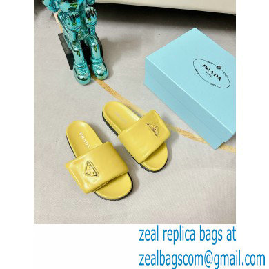 Prada Soft padded nappa leather slides 1XX648 Yellow 2023 - Click Image to Close