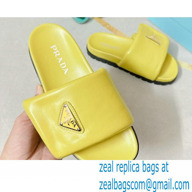 Prada Soft padded nappa leather slides 1XX648 Yellow 2023 - Click Image to Close