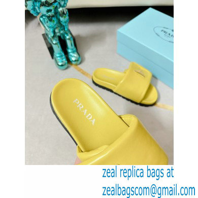 Prada Soft padded nappa leather slides 1XX648 Yellow 2023 - Click Image to Close