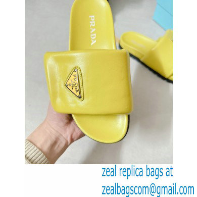 Prada Soft padded nappa leather slides 1XX648 Yellow 2023 - Click Image to Close