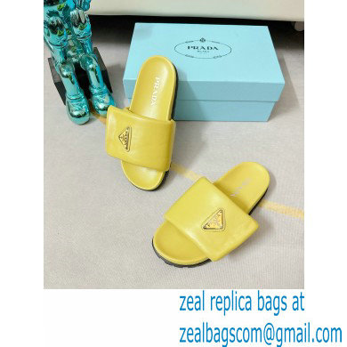 Prada Soft padded nappa leather slides 1XX648 Yellow 2023 - Click Image to Close