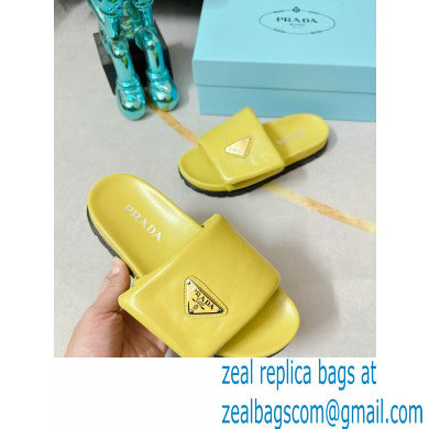 Prada Soft padded nappa leather slides 1XX648 Yellow 2023 - Click Image to Close