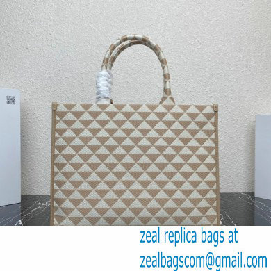 Prada Symbole jacquard fabric Large handbag 1BA356 Apricot 2023