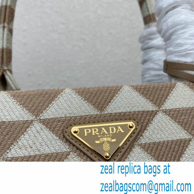 Prada Symbole jacquard fabric Large handbag 1BA356 Apricot 2023