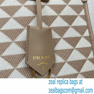 Prada Symbole jacquard fabric Large handbag 1BA356 Apricot 2023