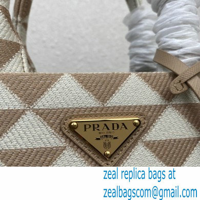 Prada Symbole jacquard fabric Small handbag 1BA354 Apricot 2023