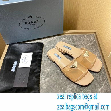 Prada logo-detailed PVC mules apricot 2022