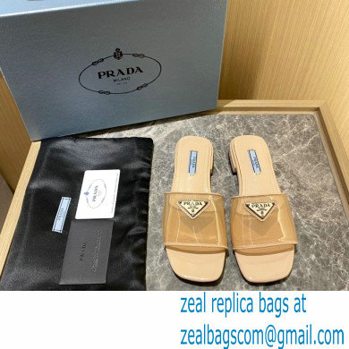 Prada logo-detailed PVC mules apricot 2022