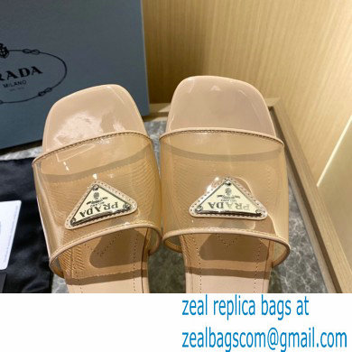 Prada logo-detailed PVC mules apricot 2022