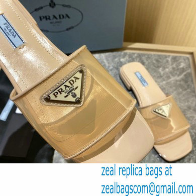 Prada logo-detailed PVC mules apricot 2022