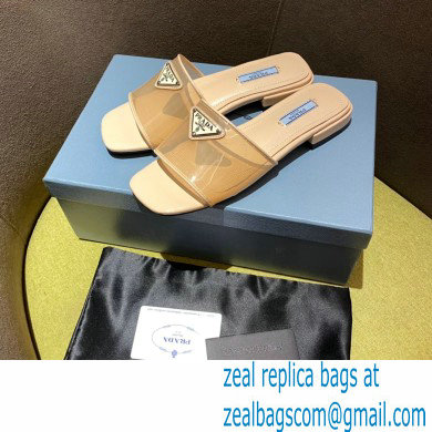 Prada logo-detailed PVC mules apricot 2022