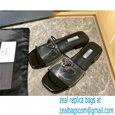 Prada logo-detailed PVC mules black 2022