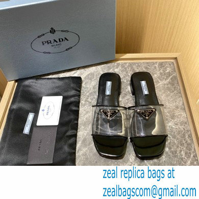 Prada logo-detailed PVC mules black 2022