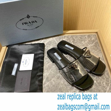 Prada logo-detailed PVC mules black 2022