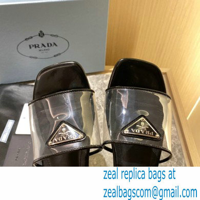 Prada logo-detailed PVC mules black 2022