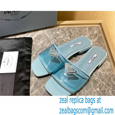 Prada logo-detailed PVC mules blue 2022