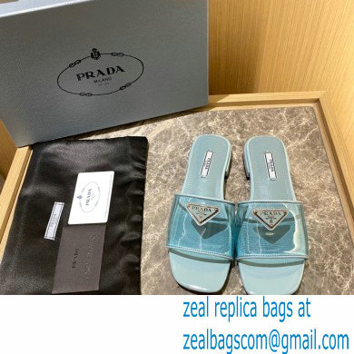 Prada logo-detailed PVC mules blue 2022