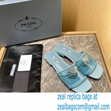 Prada logo-detailed PVC mules blue 2022