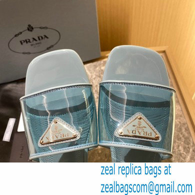 Prada logo-detailed PVC mules blue 2022