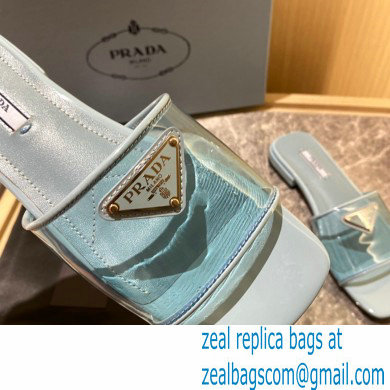 Prada logo-detailed PVC mules blue 2022