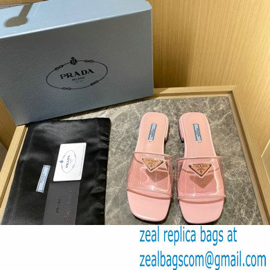 Prada logo-detailed PVC mules pink 2022