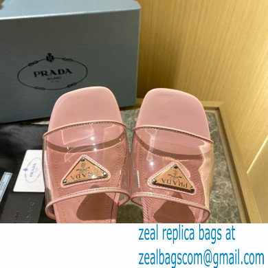 Prada logo-detailed PVC mules pink 2022