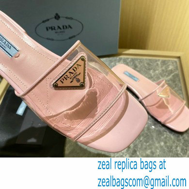 Prada logo-detailed PVC mules pink 2022