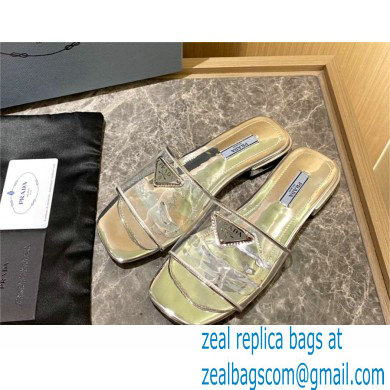 Prada logo-detailed PVC mules silver 2022