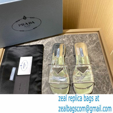 Prada logo-detailed PVC mules silver 2022