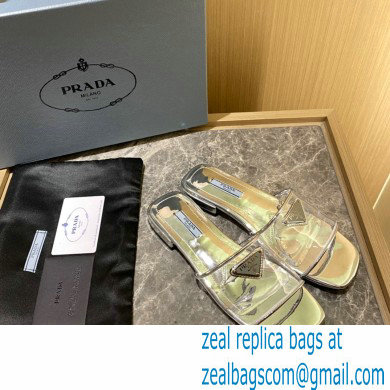 Prada logo-detailed PVC mules silver 2022