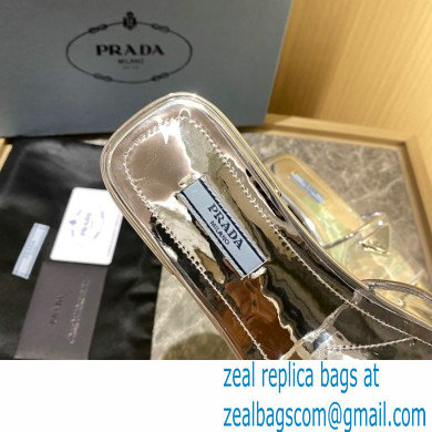 Prada logo-detailed PVC mules silver 2022