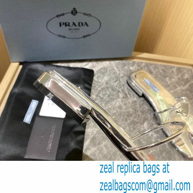 Prada logo-detailed PVC mules silver 2022