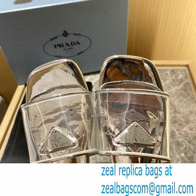 Prada logo-detailed PVC mules silver 2022