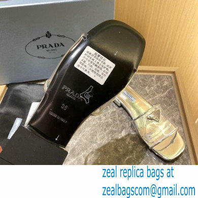 Prada logo-detailed PVC mules silver 2022