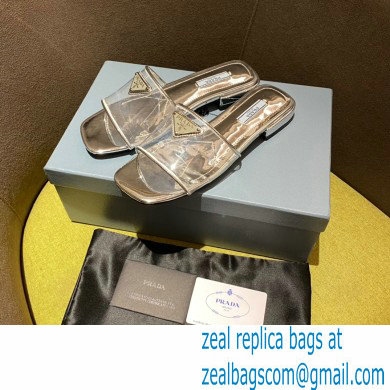 Prada logo-detailed PVC mules silver 2022