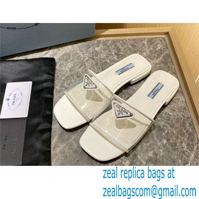 Prada logo-detailed PVC mules white 2022