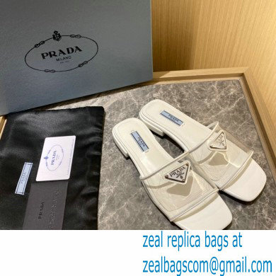 Prada logo-detailed PVC mules white 2022