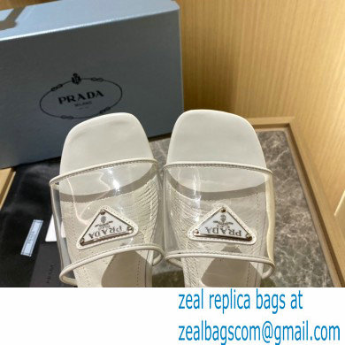 Prada logo-detailed PVC mules white 2022