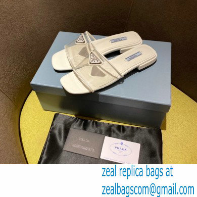 Prada logo-detailed PVC mules white 2022