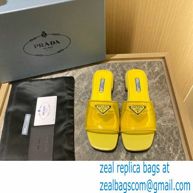 Prada logo-detailed PVC mules yellow 2022