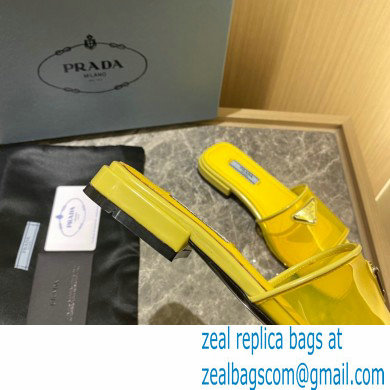 Prada logo-detailed PVC mules yellow 2022