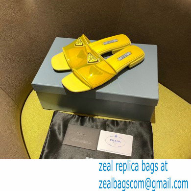 Prada logo-detailed PVC mules yellow 2022