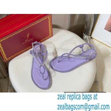 Rene Caovilla Flat flip flops Jewelled Sandals CHANDELIER with Crystals Purple 2023