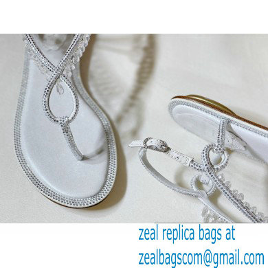 Rene Caovilla Flat flip flops Jewelled Sandals CHANDELIER with Crystals Silver 2023