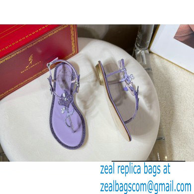 Rene Caovilla Flat flip flops Jewelled Sandals with Crystals and Pearl Purple 2023